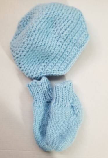KSS Light Blue Colored Baby Cap and Booties 12\" (2-5 Months) SALE